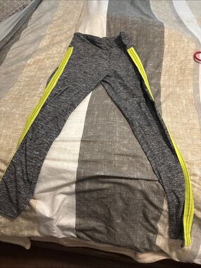 No Boundaries Gray Joggers with Neon Yellow Side Stripes
